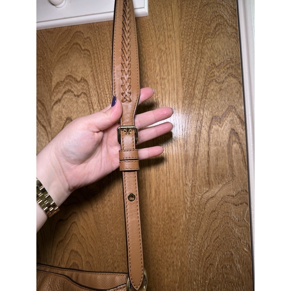 Michael Kors Camel Brown Tasseled Crossbody Purse Braid Strap Design Western - Picture 10 of 16